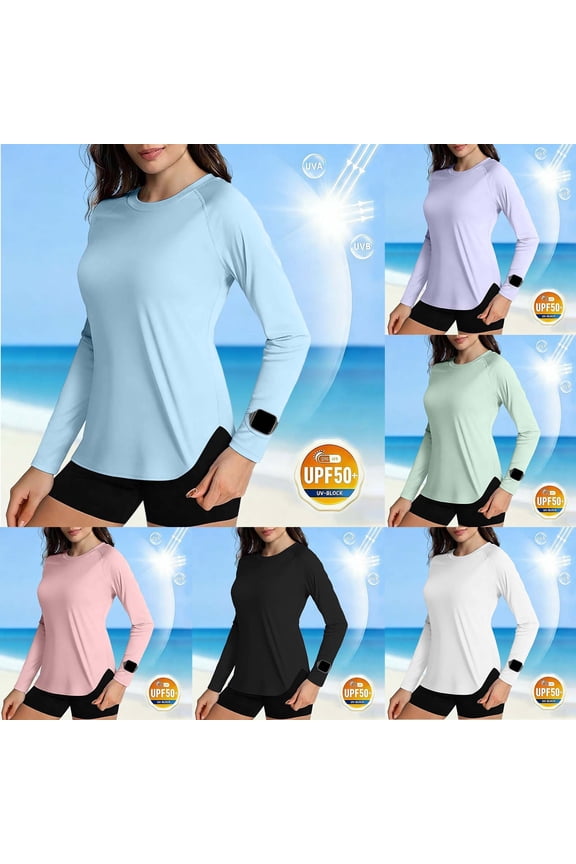 UVEASISHA Women's UPF 50+ Long Sleeve Shirts Quick Dry Rash Guard High-Low Hem Lightweight Workout Tops UV Protection Summer Outdoor Clothing Purple XL