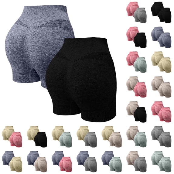 UVEASISHA Womens 2 Piece Butt Lifting Shorts High Waist Tummy Control Yoga Shorts Seamless Ruched Booty Workout Shorts E-Hot Pink XXL