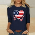 thumbnail image 1 of UVEASISHA Womens 3/4 Sleeve Tops Stars and Stripes Graphic Tees 4th of July Patriotic Shirts Summer Causal Tee Tops Black S, 1 of 4