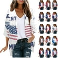 thumbnail image 1 of UVEASISHA Womens 4th of July Kimono Open Front Plus Size Cardigans Dressy Casual 3/4 Sleeve American Flag Print Kimonos Beach Flowy Cardigan Jackets Multicolor XL, 1 of 6
