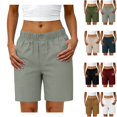 thumbnail image 1 of UVEASISHA Womens Elastic Waist Casual Shorts Straight Leg Lightweight Shorts Loose Fit Casual Athletic Shorts with Pockets Army Green XXL, 1 of 9