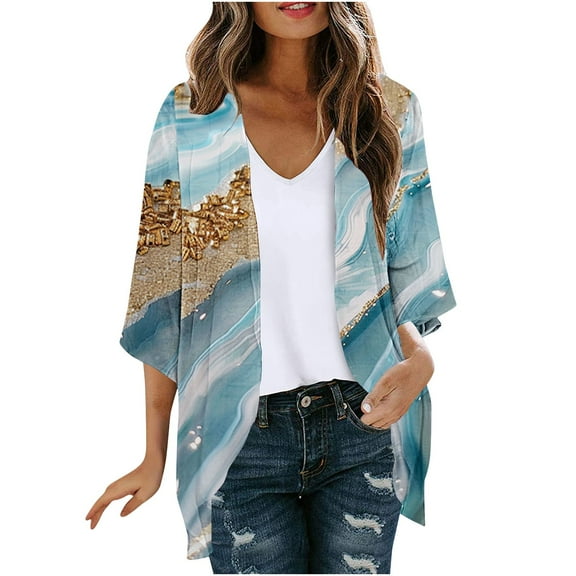 UVEASISHA Womens Hawaiian Kimonos,Women Kimono Cardigans Casual Summer Tops Cover up Open Front Floral Print Resort Wear Puff Sleeve Beach Kimonos 2025 Today Sales,White,2XL