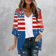 thumbnail image 1 of UVEASISHA Womens Holiday Cardigans Floral and USA Flag Graphic 3/4 Sleeve Summer Kimonos 4th of July Patriotic Open Front Cardigan Chiffon Beach Cover Ups Multicolor S, 1 of 6