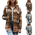 thumbnail image 1 of UVEASISHA Womens Lightweight Flannel Shirts Plaid Casual Business Shacket for Women Long Sleeve Buttons Shirt Jackets with Pockets,Gray,XXL, 1 of 7