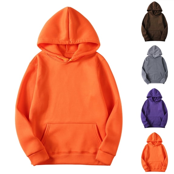 UVEASISHA Womens Oversized Hoodie Long Sleeve Solid Causal Hooded Sweatshirt Fall Comfy Pullover Sweatshirs with Pocket Orange XXXL