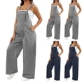 thumbnail image 1 of UVEASISHA Womens Pregnancy Jumpsuit Plaid Maternity Overalls Adjustable Waist Wide Leg Bib Pants Blue XXL, 1 of 7
