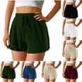 thumbnail image 1 of UVEASISHA Womens Ribbed Knit Shorts Drawstring High Waisted Ruffled Shorts Lightweight Breathable Summer Casual Shorts Comfy Athletic Lounge Shorts Khaki M, 1 of 8