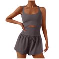 thumbnail image 1 of UVEASISHA Womens Running Onesie Workout Athletic Rompers Cross Back Gym Yoga Shorts Jumpsuits Gray L, 1 of 4
