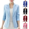 thumbnail image 1 of UVEASISHA Womens Suit Jackets Notched Lapel One Button Long Sleeve Casual Blazers Business Work Open Front Cardigans with Pockets Sky Blue S, 1 of 5