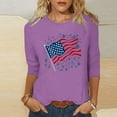 thumbnail image 1 of UVEASISHA Womens Tshirt American Independence Day 3/4 Sleeve USA Flag Graphic Tee Summer Casual Crew Neck Tops Purple XXL, 1 of 5
