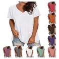 thumbnail image 1 of UVEASISHA Womens V Neck Tshirt Plus Size Loose Casual Tops Summer Short Sleeve Basic Tees Soft Comfy Daily Wear T Shirts Dark Gray 3XL, 1 of 6