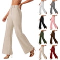 thumbnail image 1 of UVEASISHA Womens Work Pants Front Seam Straight Leg Trousers Elastic Waist Office Wear Slacks Elegant Formal Outfit with Pockets for Office Work Gray XXL, 1 of 7