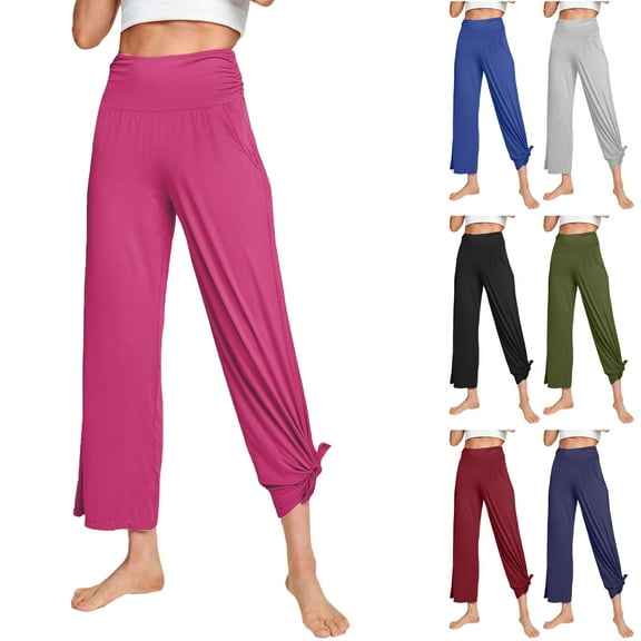 UVEASISHA Womens Yoga Pants Soft Comfy Joggers Sweat Pants High Waist Side Split Pants with Pockets Army Green L