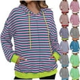thumbnail image 1 of UVEASISHA Womens Zip Up Hoodie Striped Oversized Long Sleeve Sweatshirts Casual Loose Fit Drawstring Hooded Outwear with Pockets Fall Outfits 2024 Clothes Prime Big Deal Days,Black,2XL, 1 of 5
