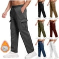 thumbnail image 1 of UVEASISHA Work Cargo Pants for Men Fleece Lined Sweatpants Loose Fit Drawstring Straight Wide Leg Pants Elastic Waist Casual Athletic Joggers with Pockets White M, 1 of 6