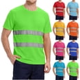 thumbnail image 1 of UVEASISHA Work Shirts for Men Mesh Quick Dry Safety T-Shirts Short Sleeve Hi Vis Shirt with Reflective Strips Outdoor Lightweight Breathable Summer Tees Green 3XL, 1 of 7
