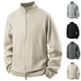 thumbnail image 1 of UVEASISHA Zip Up Sweaters for Men Double Zipper Fashion Cardigan Sweater Solid Color Casual Long Sleeve Mock Neck Knitted Jacket Lightweight Outwear Gray M, 1 of 6