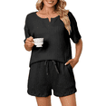 thumbnail image 1 of UVN 2 Piece Pajama Sets for Women Short Sleeve Top and Shorts Sleepwear Casual Lounge Set with Pockets, 1 of 9