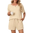 thumbnail image 1 of UVN 2 Piece Pajama Sets for Women Short Sleeve Top and Shorts Sleepwear Casual Lounge Set with Pockets, 1 of 9