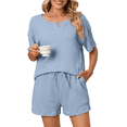 thumbnail image 1 of UVN 2 Piece Pajama Sets for Women Short Sleeve Top and Shorts Sleepwear Casual Lounge Set with Pockets, 1 of 9