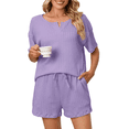 thumbnail image 1 of UVN 2 Piece Pajama Sets for Women Short Sleeve Top and Shorts Sleepwear Casual Lounge Set with Pockets, 1 of 9