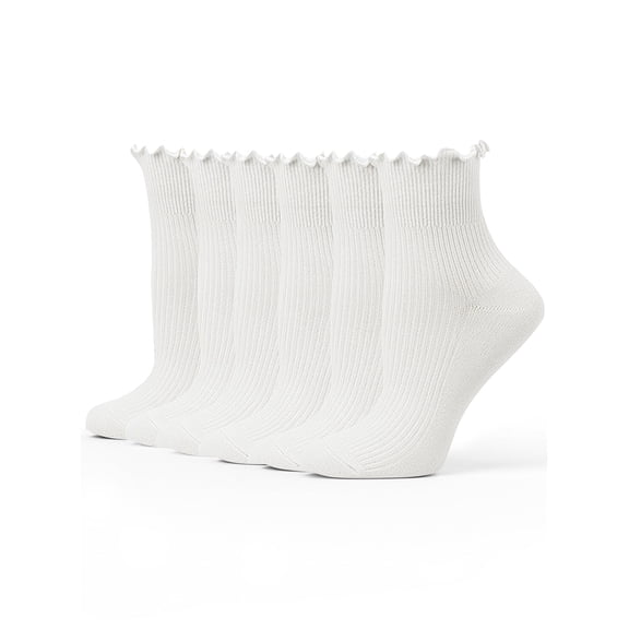 UVN 6 Pairs Womens Socks Novelty Ruffle Ankle Socks for Women Breathable Comfort Sock, Size 5-9