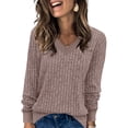 thumbnail image 1 of UVN Blouse for Women Fall V Neck Shirt Long Sleeve Pullover Sweatshirts Dressy Casual Ladies Tops, 1 of 8