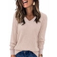 thumbnail image 1 of UVN Blouse for Women Fall V Neck Shirt Long Sleeve Pullover Sweatshirts Dressy Casual Ladies Tops, 1 of 8