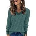 thumbnail image 1 of UVN Blouse for Women Fall V Neck Shirt Long Sleeve Pullover Sweatshirts Dressy Casual Ladies Tops, 1 of 8
