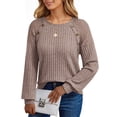 thumbnail image 1 of UVN Blouses for Women Casual Long Sleeve Shirts Dressy Hollow Out Lace Button Tops Fall Lightweight Pullover, 1 of 8