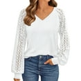 thumbnail image 1 of UVN Blouses for Women Dressy Lace Long Sleeve Shirts Fall Casual V Neck Tunic Tops, 1 of 9