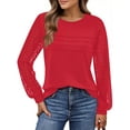 thumbnail image 1 of UVN Blouses for Women Dressy Lace Pleated Tunic Tops Casual Long Sleeve Fall Shirts, 1 of 8