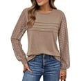 thumbnail image 1 of UVN Blouses for Women Dressy Lace Pleated Tunic Tops Casual Long Sleeve Fall Shirts, 1 of 9