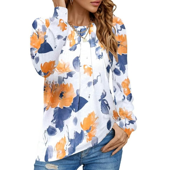 UVN Blouses for Women Long Sleeve Shirts Casual Dressy Pleated Tunic Tops