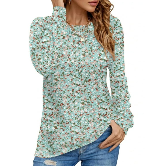 UVN Blouses for Women Long Sleeve Shirts Casual Dressy Pleated Tunic Tops