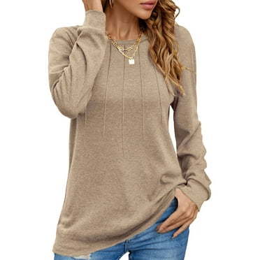 UVN Blouses for Women Long Sleeve Shirts Casual Dressy Pleated Tunic Tops
