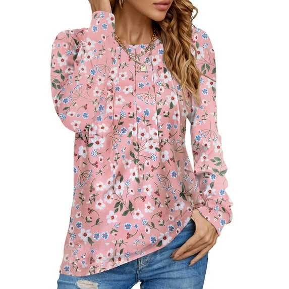 UVN Blouses for Women Long Sleeve Shirts Casual Dressy Pleated Tunic Tops