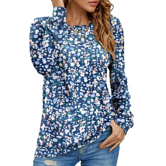 UVN Blouses for Women Long Sleeve Shirts Casual Dressy Pleated Tunic Tops