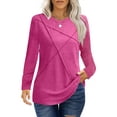 thumbnail image 1 of UVN Blouses for Women Pleated Long Sleeve Shirts Casual Crew Neck Tunic Tops, 1 of 9