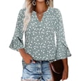 thumbnail image 1 of SOMER Boho Tops for Women Dressy Casual Blouses 3/4 Sleeve Floral Print Shirts,2026 Fall, 1 of 6
