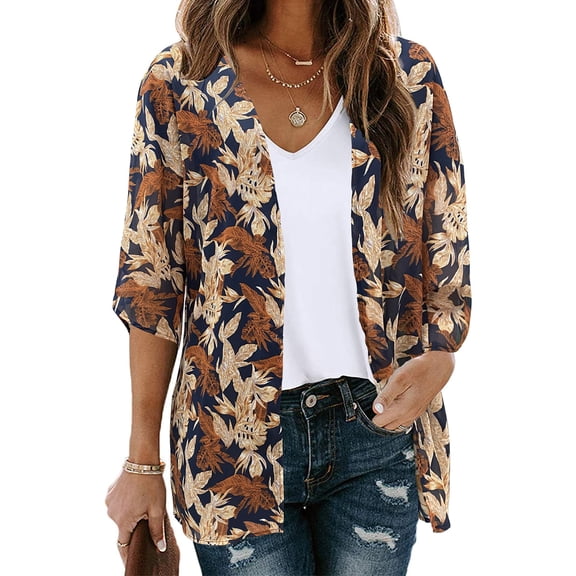 Shine Up Blouses for Women Print Kimono Plus Size Clothes Summer Casual Swimsuits Coverup Tops