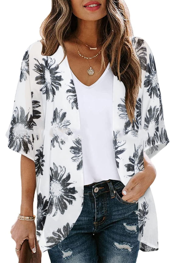 Blouses for Women Print Kimono Plus Size Clothes Summer Casual Swimsuits Coverup Tops