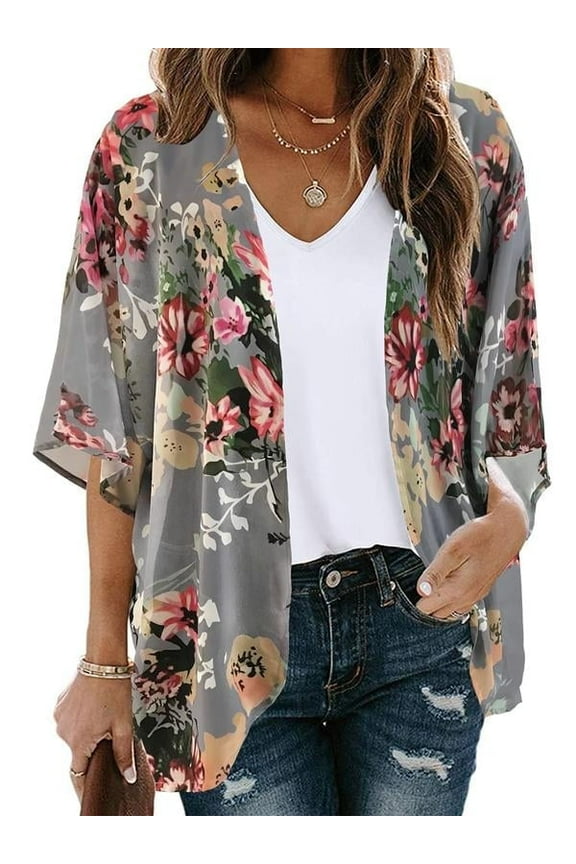 Blouses for Women Print Kimono Plus Size Clothes Summer Casual Swimsuits Coverup Tops