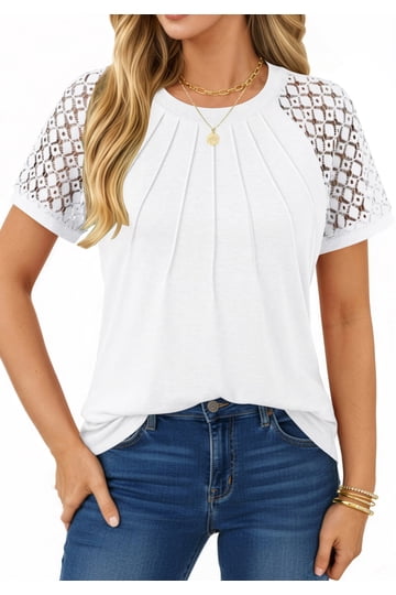 White Lace T Shirts for Women Casual & Dressy