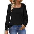 thumbnail image 1 of UVN Blouses for Women Square Neck Long Sleeve Shirts Dressy Casual Tunic Tops, 1 of 9