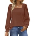 thumbnail image 1 of UVN Blouses for Women Square Neck Long Sleeve Shirts Dressy Casual Tunic Tops, 1 of 9