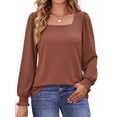 thumbnail image 1 of UVN Blouses for Women Square Neck Long Sleeve Shirts Dressy Casual Tunic Tops, 1 of 11