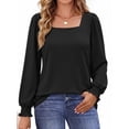 thumbnail image 1 of UVN Blouses for Women Square Neck Long Sleeve Shirts Dressy Casual Tunic Tops, 1 of 11