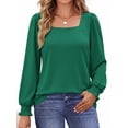 thumbnail image 1 of UVN Blouses for Women Square Neck Long Sleeve Shirts Dressy Casual Tunic Tops, 1 of 11