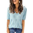 thumbnail image 1 of UVN Blouses for Women Summer Crochet Knit Tops Casual V Neck Short Sleeve Shirts, 1 of 9
